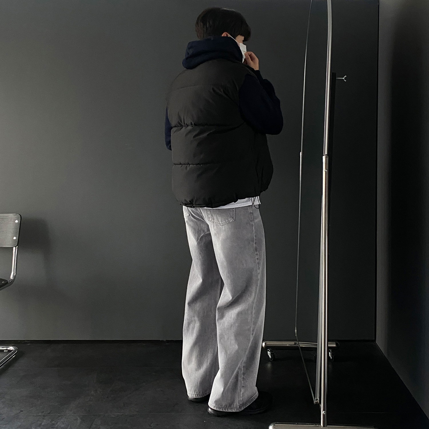 남자와이드청바지 남자통청바지 흑청바지 이미지 2