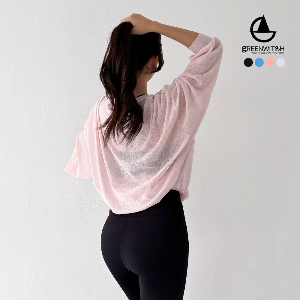 그리니치 미쉘 루즈핏 시스루 필라테스 커버업티셔츠 요가복 - 상세 이미지 4