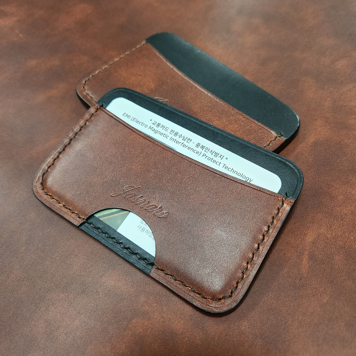 슬림 카드슬롯 소가죽 카드홀더 가죽공방 이니셜각인 (VOL11)