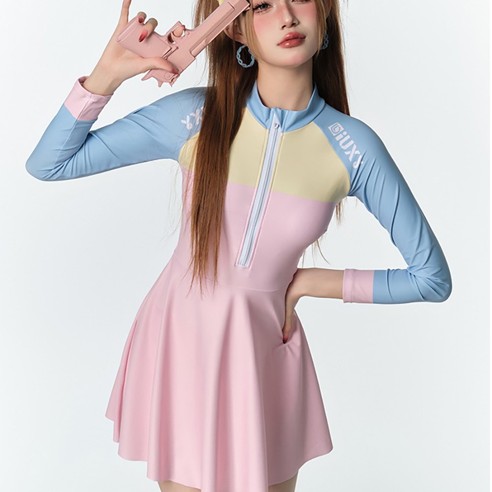 원피스 래쉬가드 긴팔 비치웨어 - 상세 이미지 3