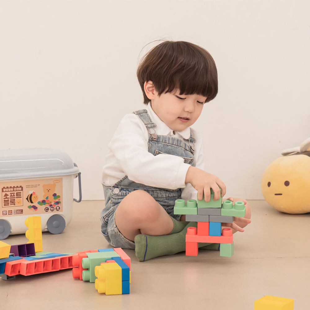 아가드 말랑말랑 안전한 소프트 블럭 80pcs 블록 놀이 장난감 - 상세 이미지 2