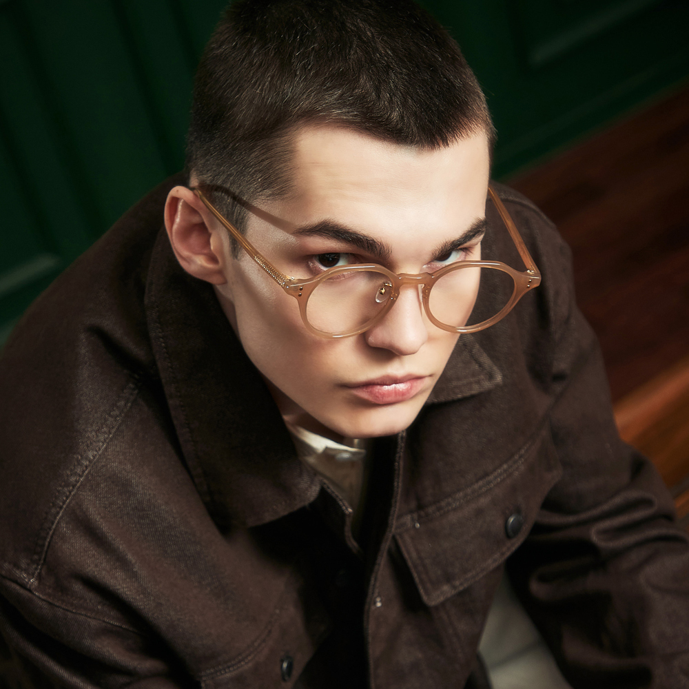 블루라이트차단 안경 투명 안경테 가벼운 뿔테 다각형 peach