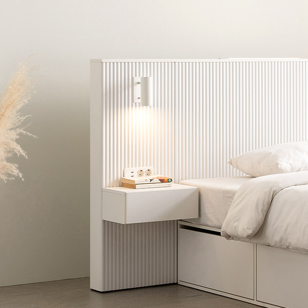 스칸디아 에센셜 템바보드 LED 조명 호텔 수납침대+협탁 1EA / 매트리스 제외 Q/K - 상세 이미지 3