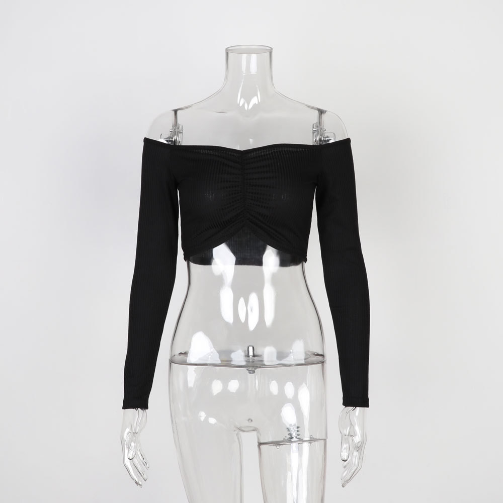 걸포유 오프숄더 크롭티 긴팔 셔링 바디프로필 크롭탑 - 상세 이미지 2