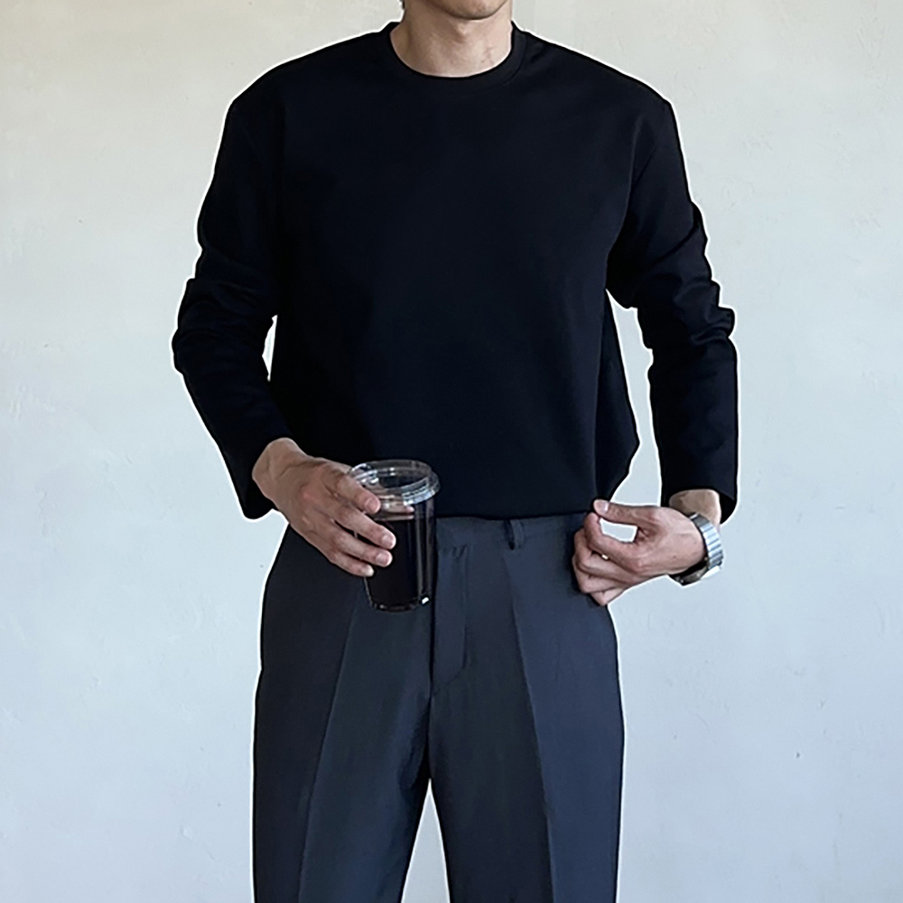 남자긴팔티 오버핏 분또 이너 레이어드 티셔츠 이미지 2