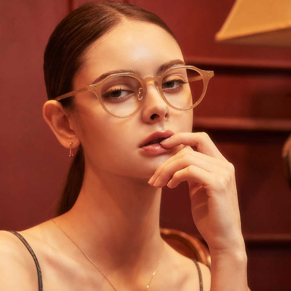 블루라이트차단 안경 투명 안경테 가벼운 뿔테 다각형 peach