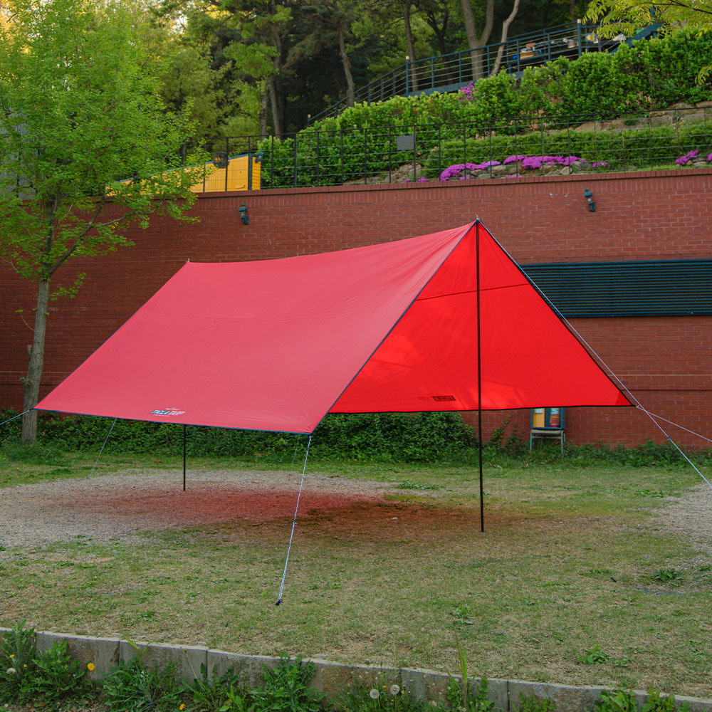 빈슨메시프 티클라 렉타 타프 풀구성 차박 캠핑 타프스크린 그늘막 450x450cm, 레드