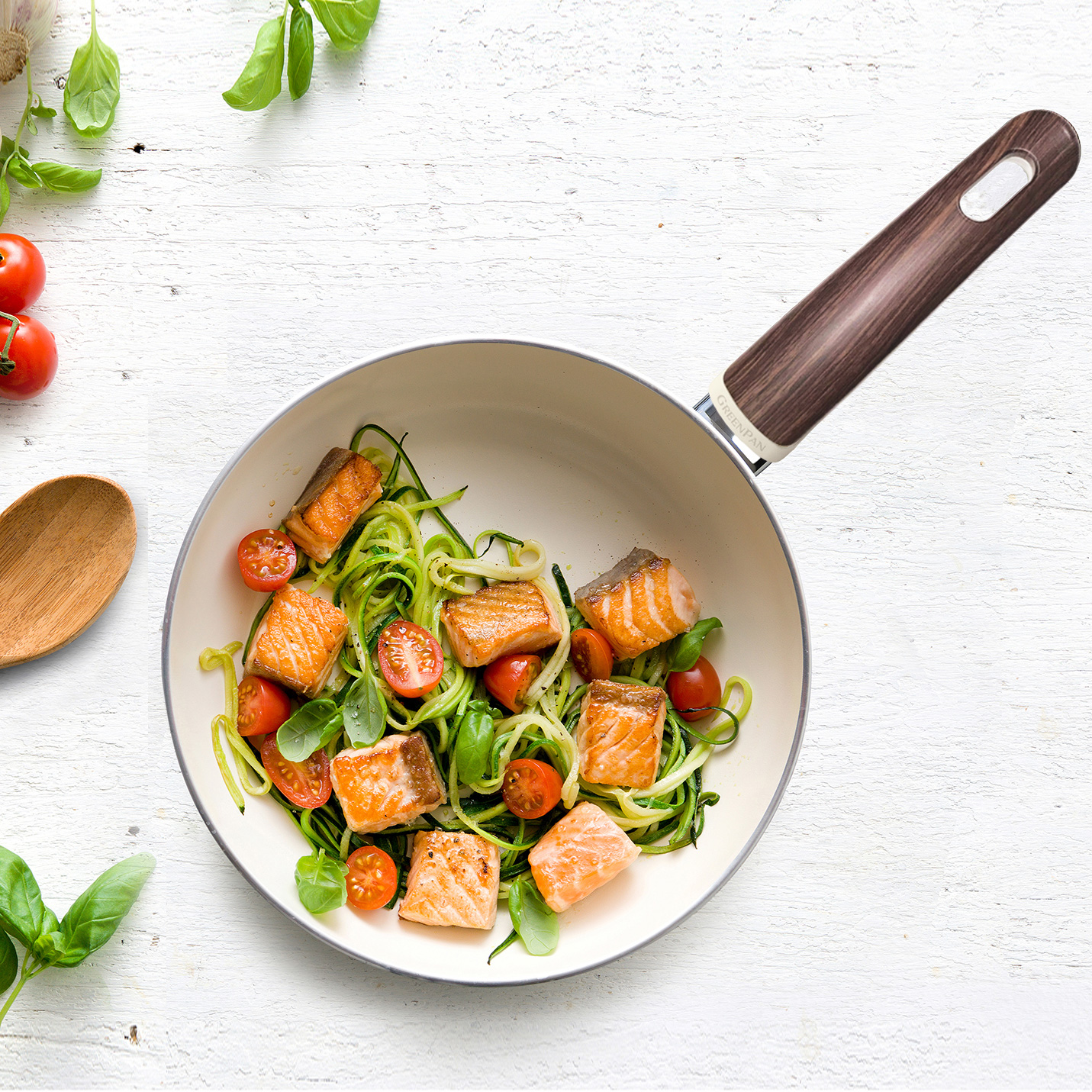 그린팬 우드비 세라믹 논스틱 코팅 인덕션 건강 가벼운 궁중팬 웍 28cm