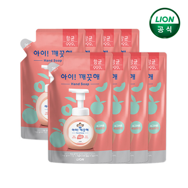 아이깨끗해 핸드워시 복숭아 리필 200ml x 8개 / 모이스처, 거품형 손세정제