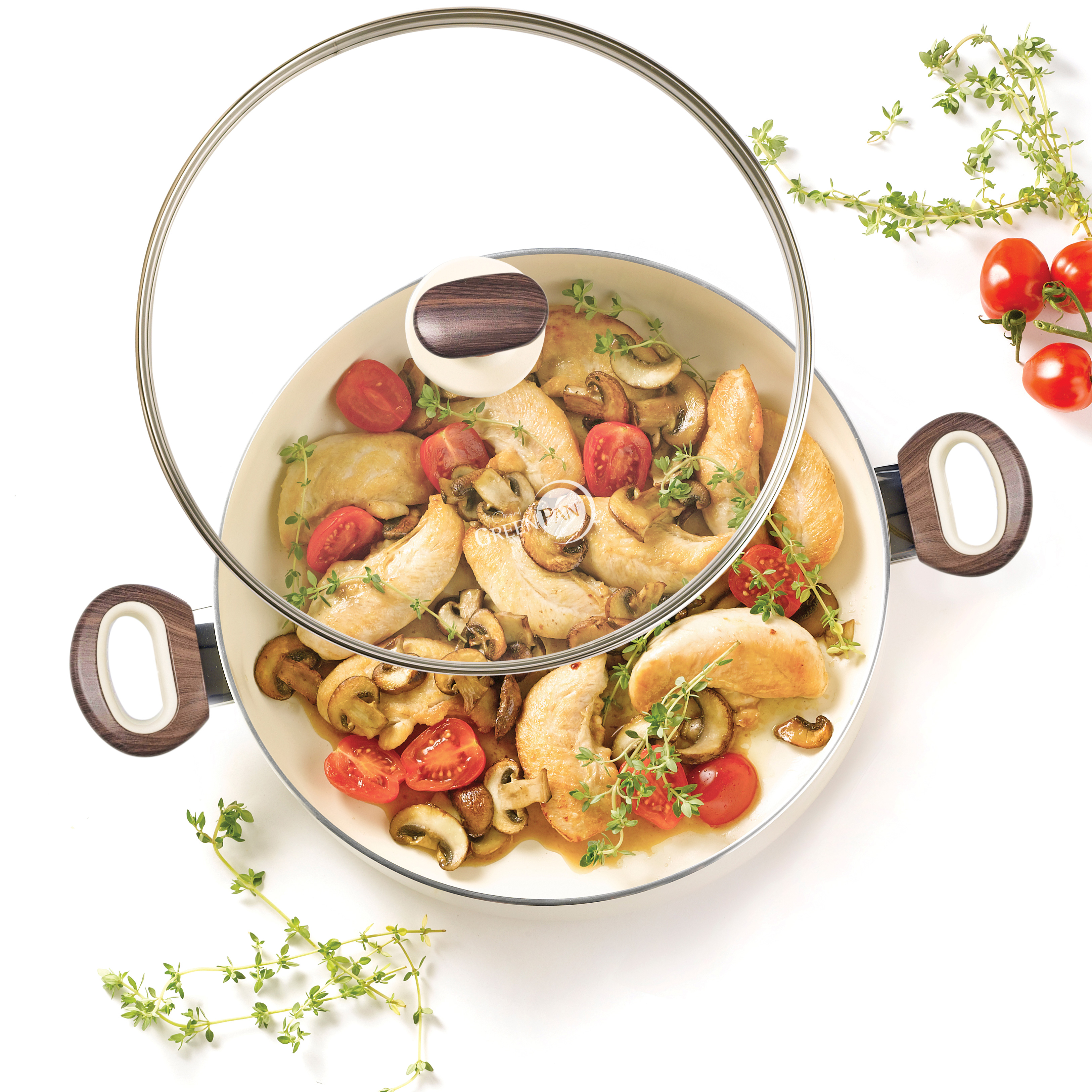 그린팬 우드비 세라믹 논스틱 코팅 인덕션 건강한 뚜껑 양수냄비 3L 20cm