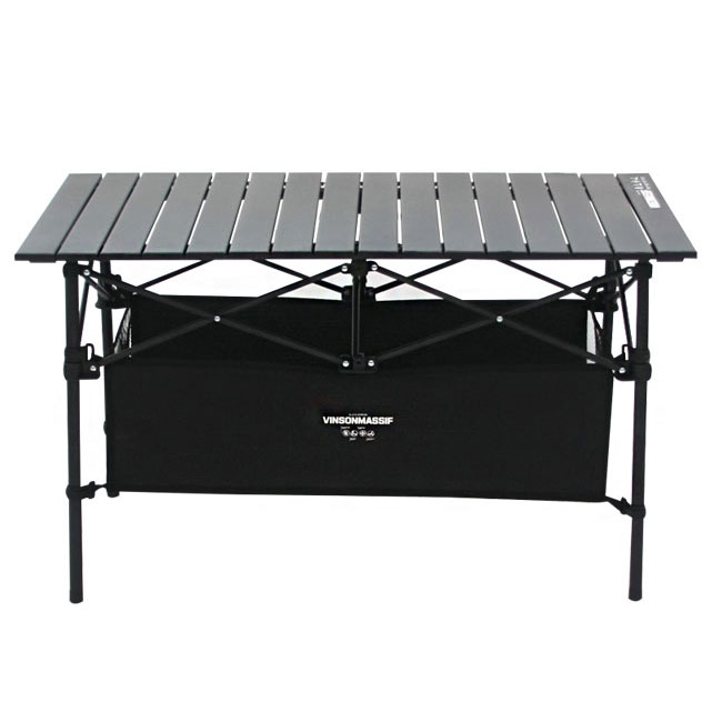 빈슨메시프 경량 폴딩 와이드 테이블 백패킹 피크닉 차박 캠핑테이블 L, 블랙