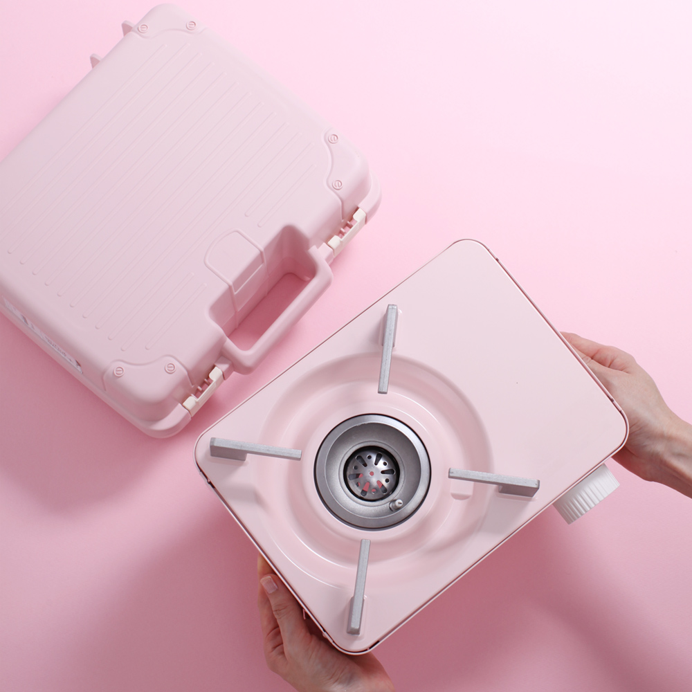 미니 가스버너 휴대용 가스렌지 캠핑버너 고화력 브루스타 핑크 케이스