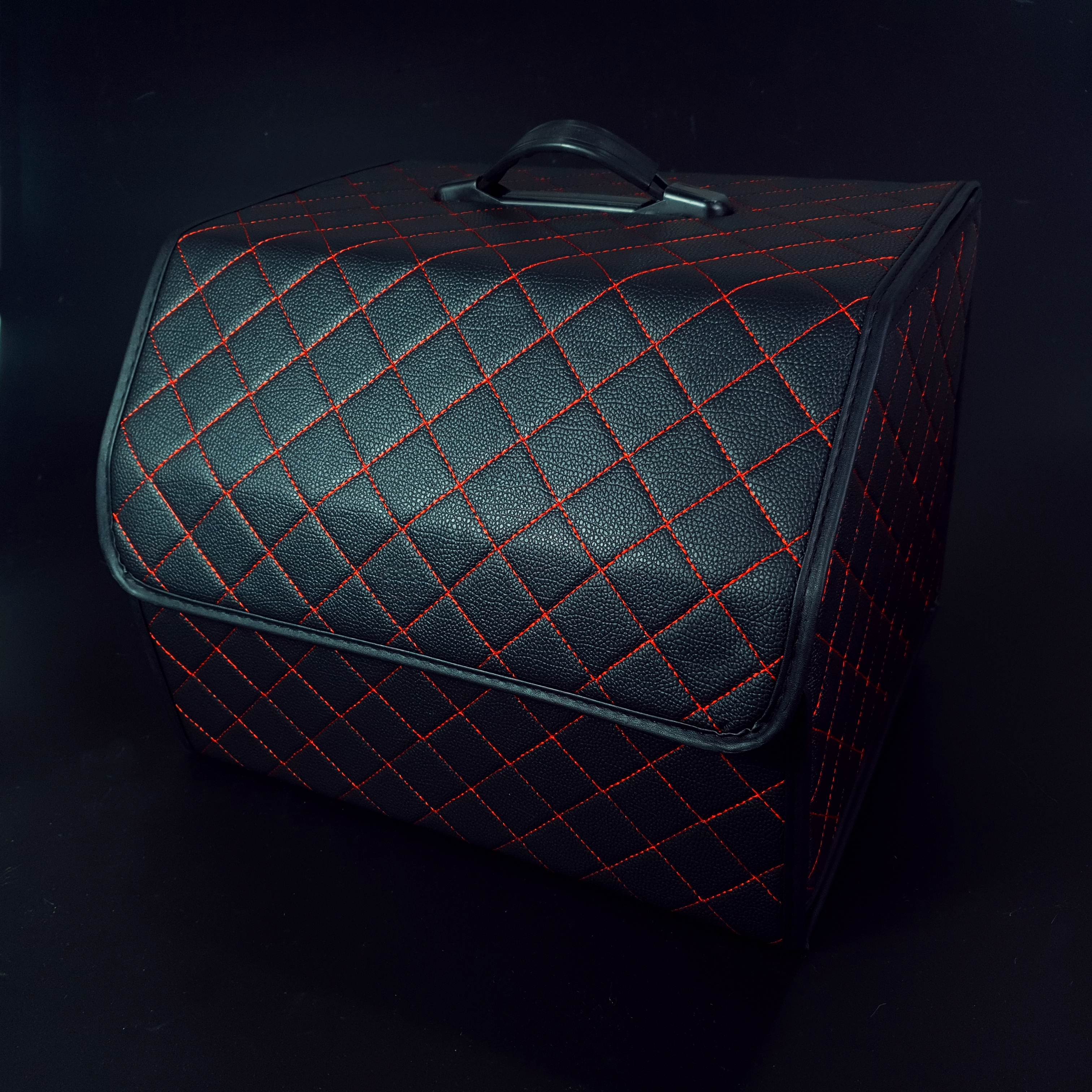 자동차 차량용 접이식 트렁크정리함 수납 세차 가방 그랑콜레오스 레드스티치M