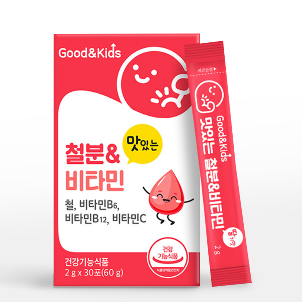 키즈 철분 비타민 영양제 가루 스틱 30포 1개월분 딸기맛 성장기 어린이 주니어 아이 - 상세 이미지 2