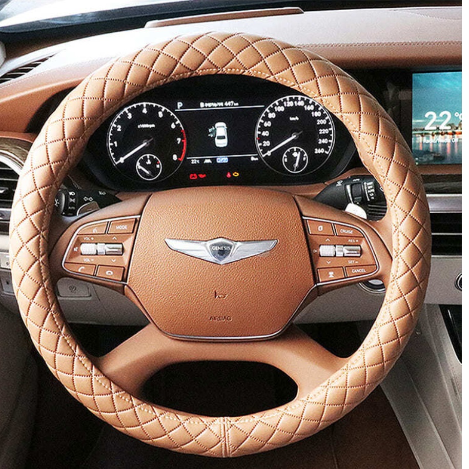 벤츠 BMW 제네시스 베이지 핸들커버 승용차 두꺼운 핸들커버 - 상품 이미지