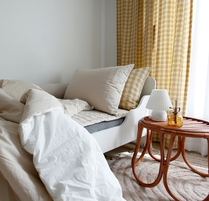 레트로 타탄 체크커튼 옐로우 빈티지 맞춤 아이방 커튼 여아 남아