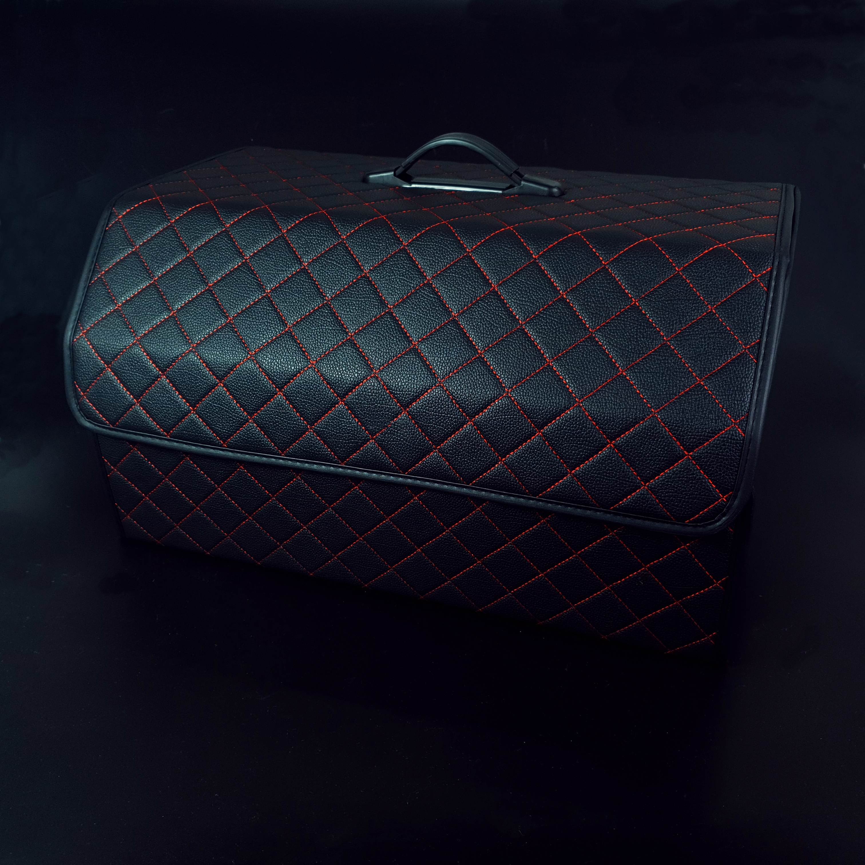 자동차 차량용 접이식 트렁크정리함 수납 세차가방 스포티지 쏘나타 테슬라 레드스티치L