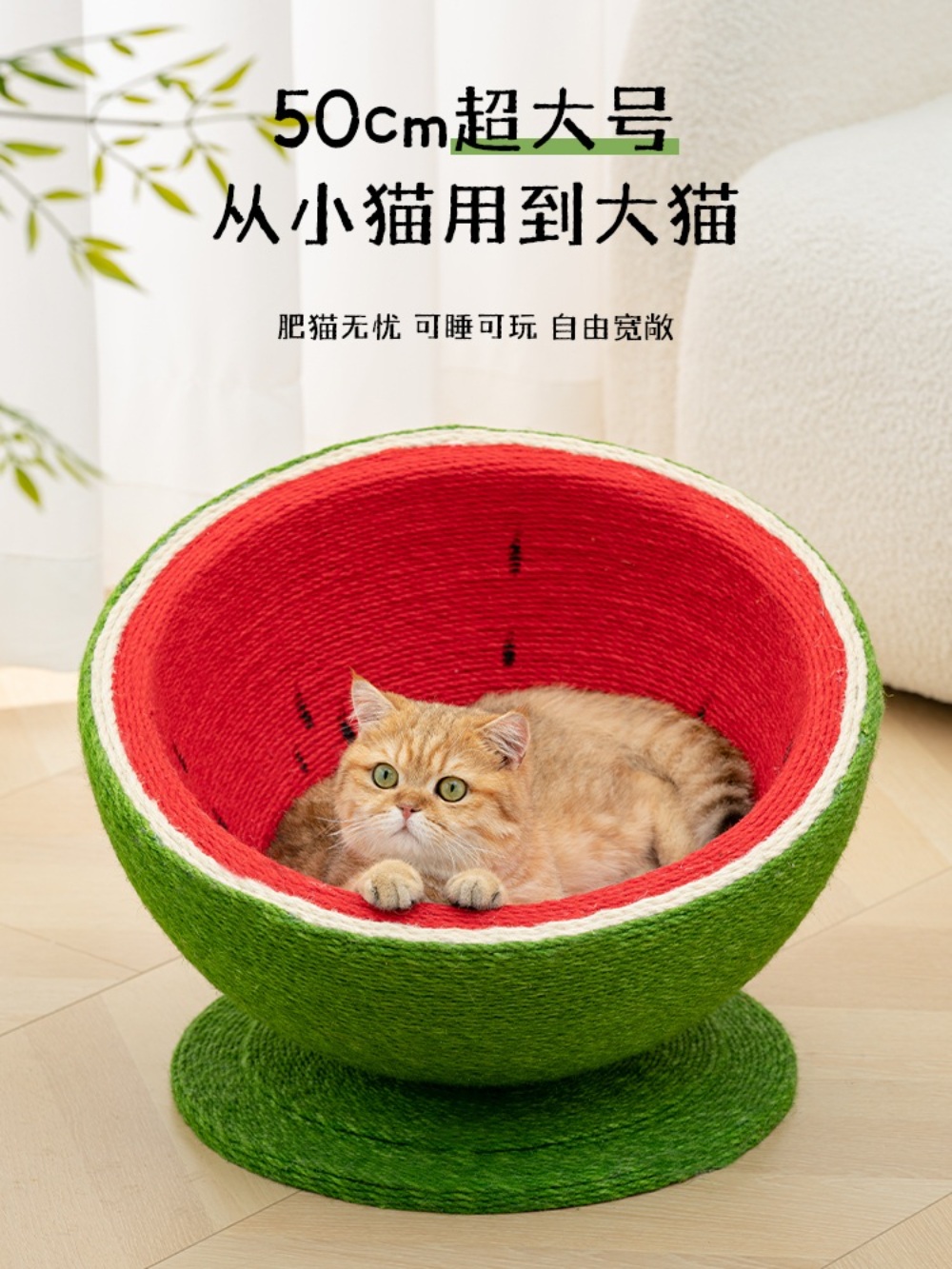 수박 모양 원형 스크래쳐 고양이 쇼파 스크레쳐 눕기 편한 반려묘 - 상세 이미지 5