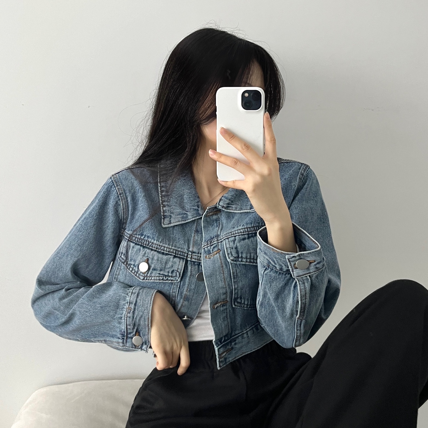 [봄신상/당일출고] 빈티지 워싱데님 크롭 청자켓 - 2color 이미지 3