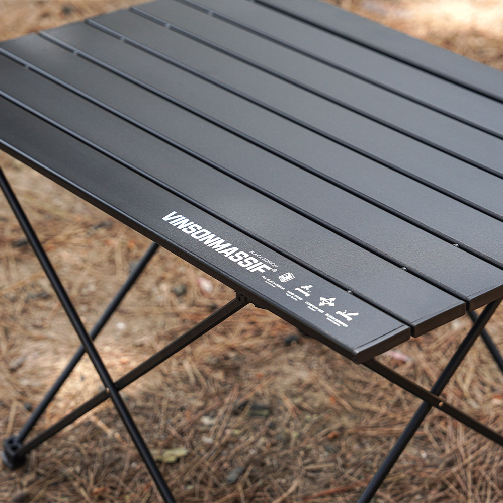 빈슨메시프 경량 폴딩 와이드 테이블 백패킹 피크닉 차박 캠핑테이블 M, 블랙