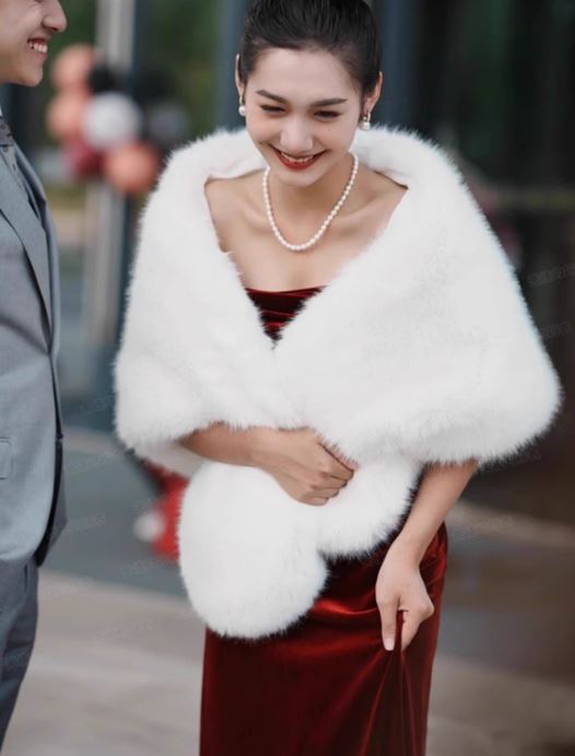 웨딩드레스 촬영 털망토 케이프 숄 볼레로 악세사리 퍼가디건 이미지 4