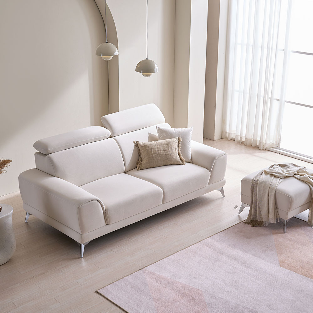 장인가구 컴피 기능성 아쿠아텍스 패브릭 헤드틸팅 3인 소파