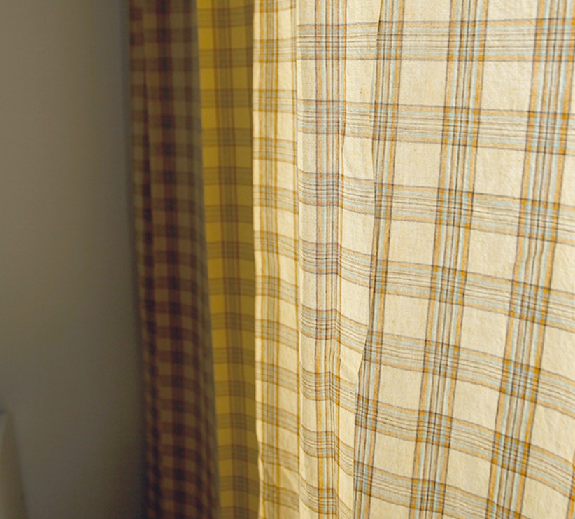 레트로 타탄 체크커튼 옐로우 빈티지 맞춤 아이방 커튼 여아 남아