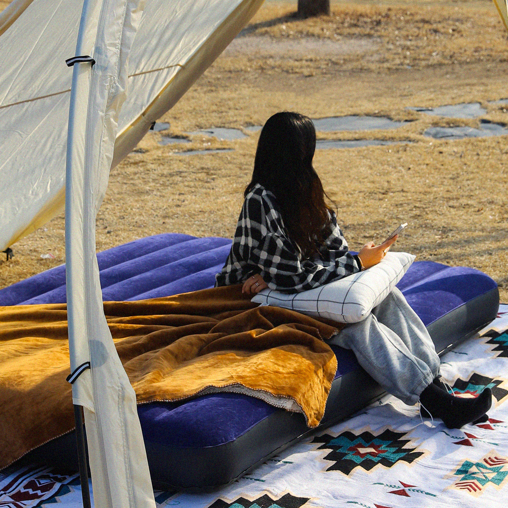 인텍스 에어매트 캠핑매트 침대 캠핑용 휴대용 매트리스 광폭싱글 아이보리