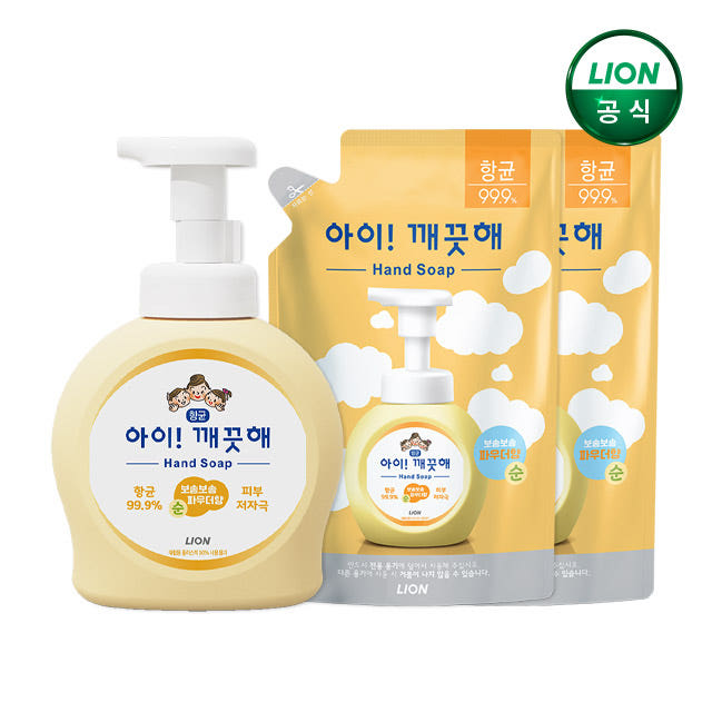 아이깨끗해 핸드워시 490ml 본품+450ml 리필x2개 거품형 손세정제 가격 비교 라이온코리아 브랜드스토어 아이깨끗해 핸드워시 490ml 본품+450ml 리필x2개 거품형 손세정제