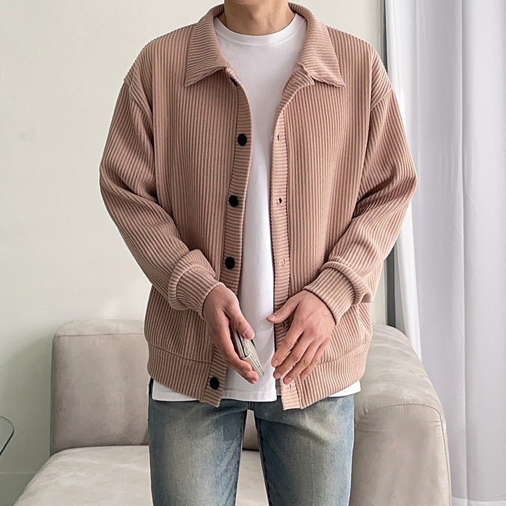 남자가디건 남자 오버핏 골지 카라 가디건