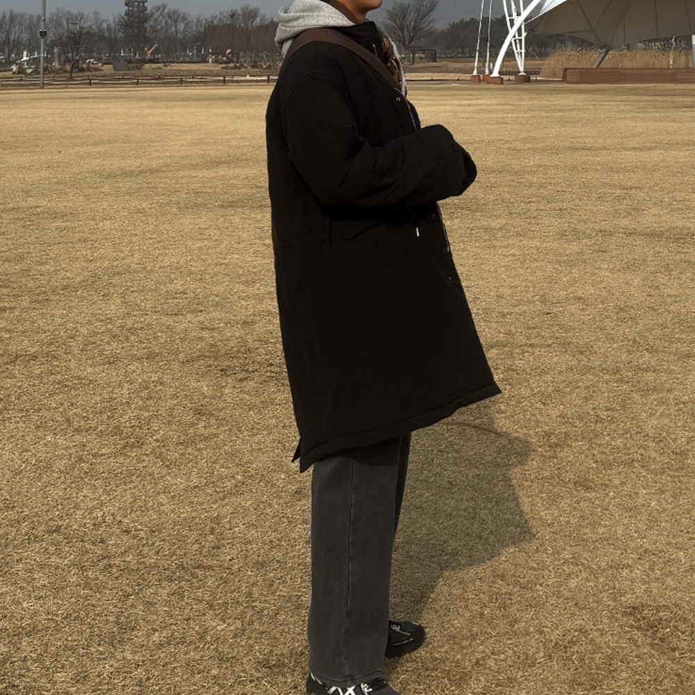 남자 이토 오버핏 겨울 롱 야상 패딩 점퍼 개파카 - 상세 이미지 5