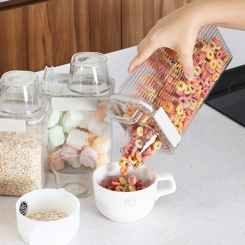 퀴진드마망 투명 밀폐 잡곡통 쌀통 사료보관 용기 시리얼통 (1300ml) - 상세 이미지 4