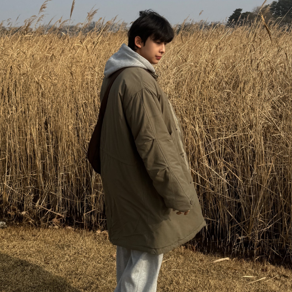 남자 이토 오버핏 겨울 롱 야상 패딩 점퍼 개파카 - 상세 이미지 4