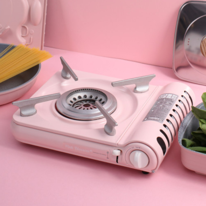 휴대용 가스버너 슬림 캠핑버너 부루스타 썬터치 핑크 가스렌지