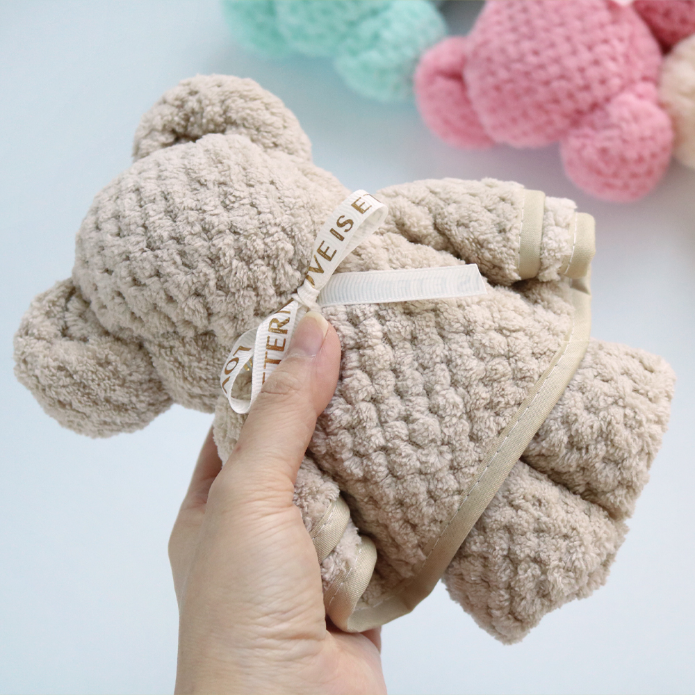 니즈엘 고리 수건 곰 타올(대)75x35+민트 가방 5세트 어린이집 답례품, 아이보리 이미지 8