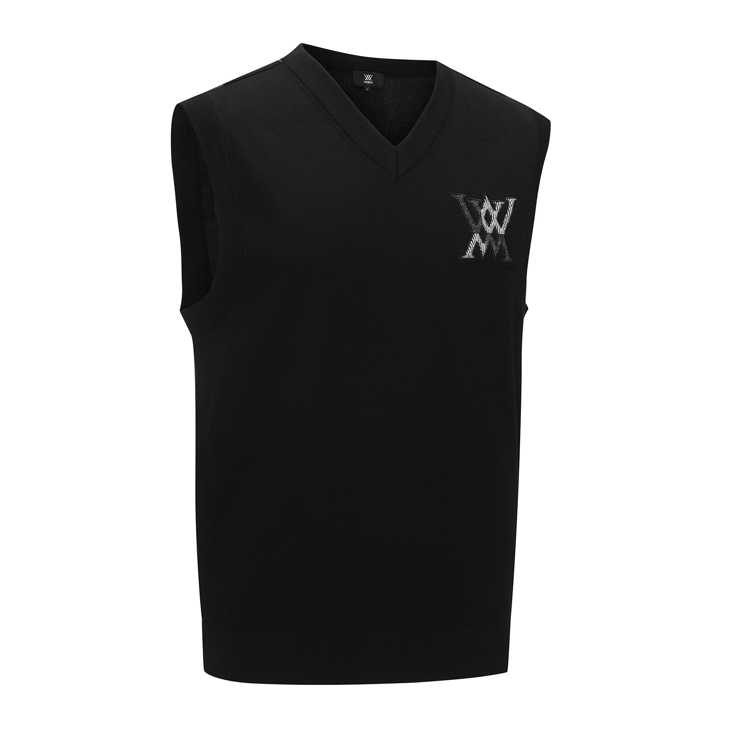 어뉴골프 MEN CHECK BOARD V NECK VEST_BK : ANEW GOLF