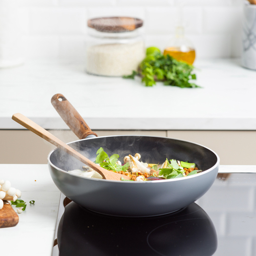 그린팬 메이플라워프로 세라믹 논스틱 코팅 인덕션 우드핸들 가벼운 궁중팬 웍 28cm