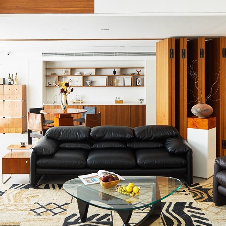 마라룽가 천연 가죽 패브릭 소파 Maralunga Sofa 2인 접촉면 소가죽 - 상세 이미지 3