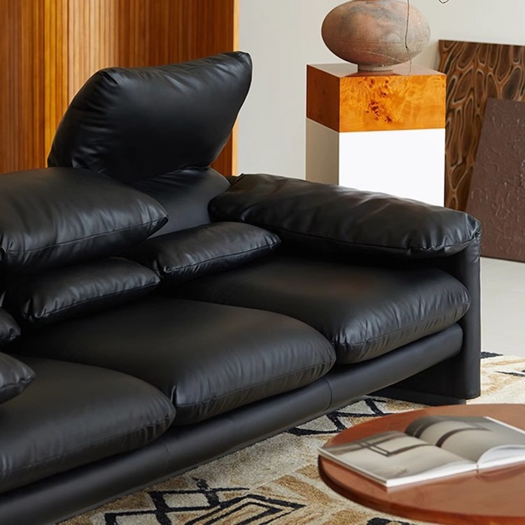 마라룽가 천연 가죽 패브릭 소파 Maralunga Sofa 2인 접촉면 소가죽 - 상세 이미지 5