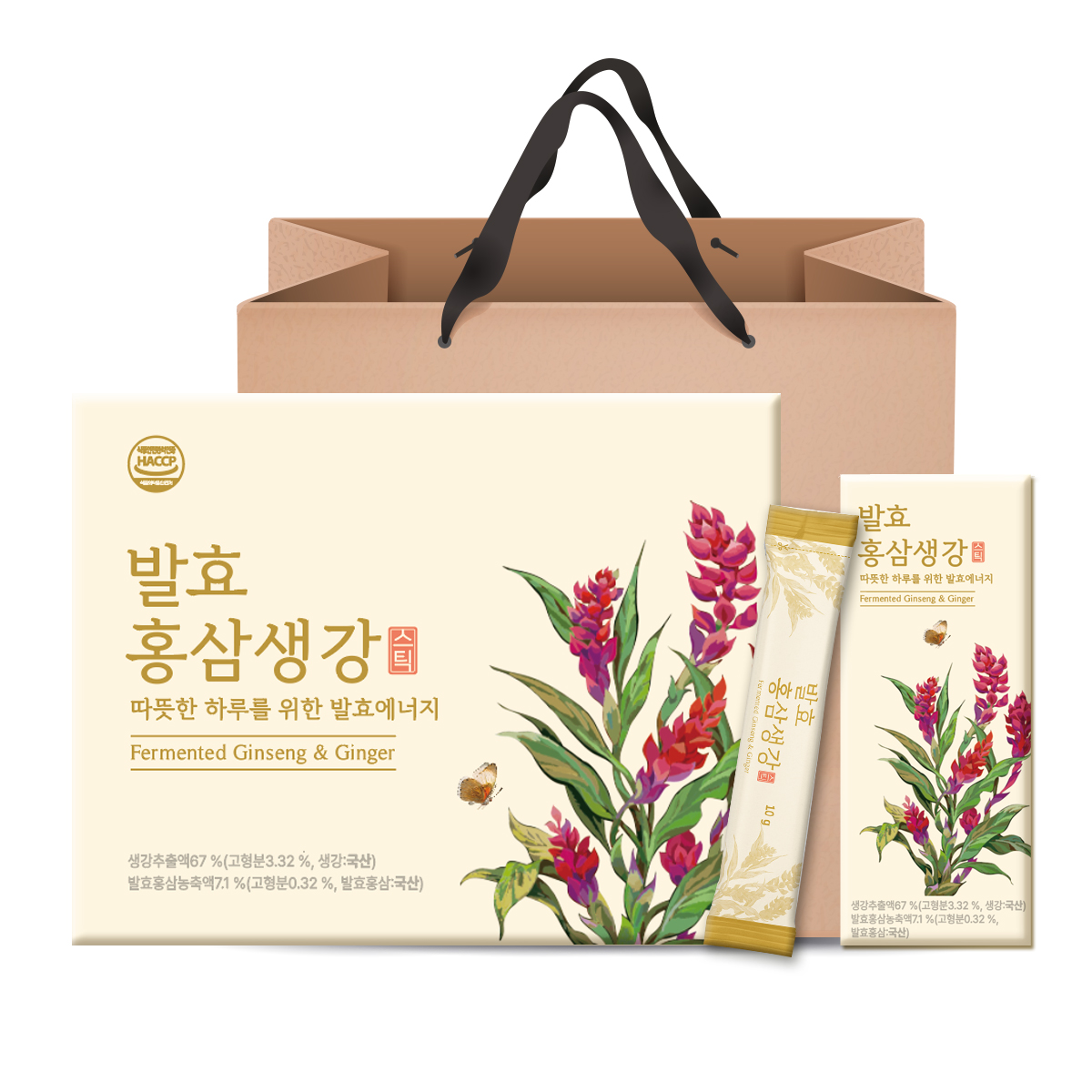 발효 홍삼 생강스틱 10g 30포 홍삼 생강청 쇼핑백포함 - 메인 이미지