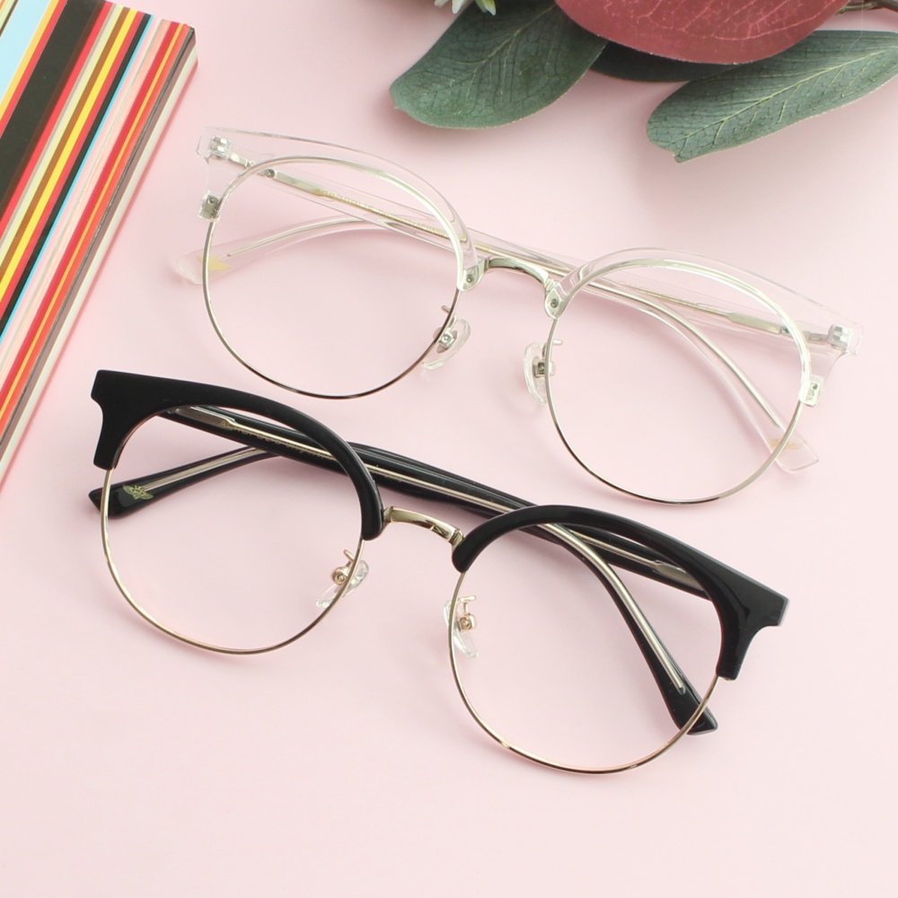 투명 대두 하금테안경 큰안경테 남자 빅사이즈 변색렌즈 반뿔테안경 블루라이트차단