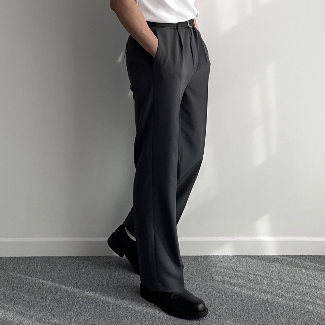 1+1 세미와이드슬랙스 테이퍼드핏 남자와이드슬랙스 - 상세 이미지 2