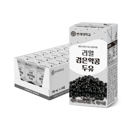 연세두유 리얼 검은 약콩 두유 190mL 24팩 저당 우리콩 단백질 건강한 영양 콩음료