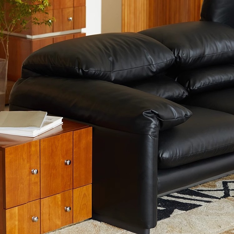마라룽가 천연 가죽 패브릭 소파 Maralunga Sofa 2인 접촉면 소가죽 - 상세 이미지 4