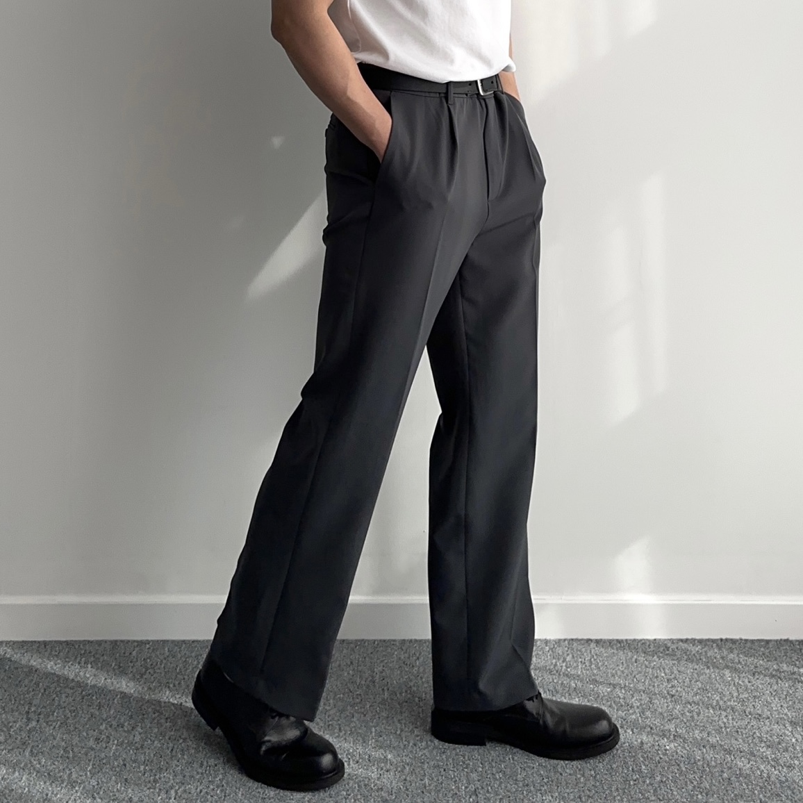 1+1 세미와이드슬랙스 테이퍼드핏 남자와이드슬랙스 - 상세 이미지 3