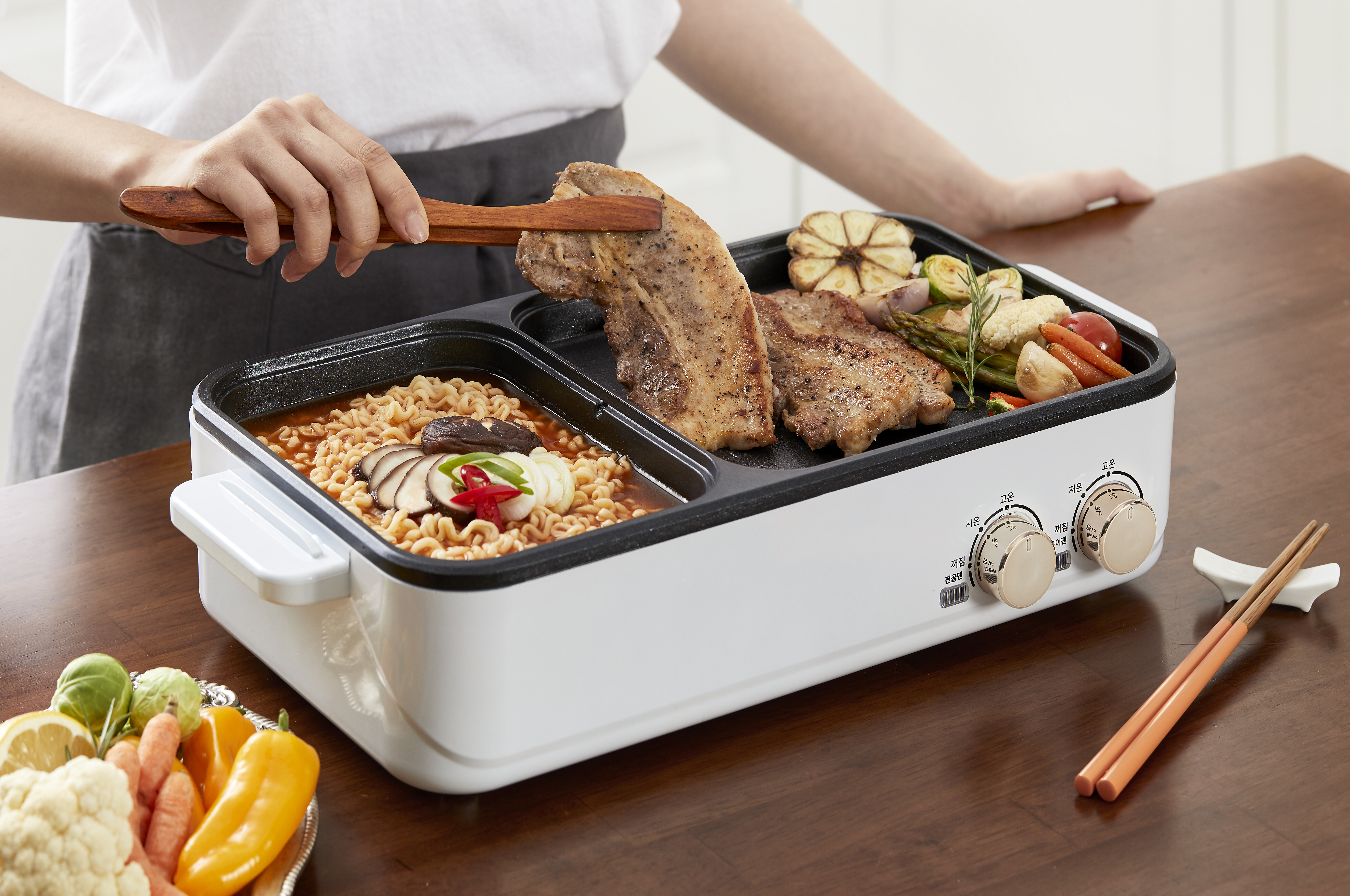 콕스타 쉬니 듀얼 가정용 전기 멀티 쿠커 미니 그릴 KSEMC-1500 휴대용 전기불판