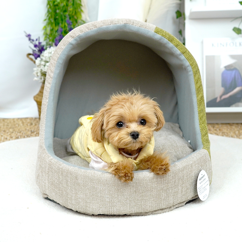 개과천선 투톤 스토리 강아지 하우스 코듀로이 동굴 쿠션집 애견 방석 침대 고양이 숨숨집