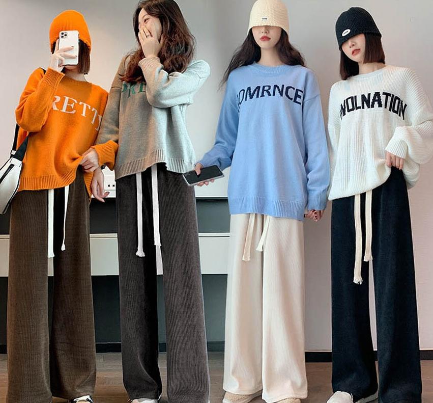 여성 얇은 기모 바지 와이드 얇은 코듀로이 팬츠 - 상세 이미지 2