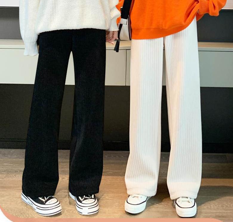 여성 얇은 기모 바지 와이드 얇은 코듀로이 팬츠 - 상세 이미지 5