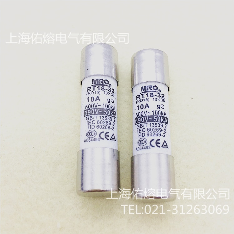 퓨즈 RT18-32 RO15 R015 10X38 6A8A10A12A 용융 코어 500-100KA 690V